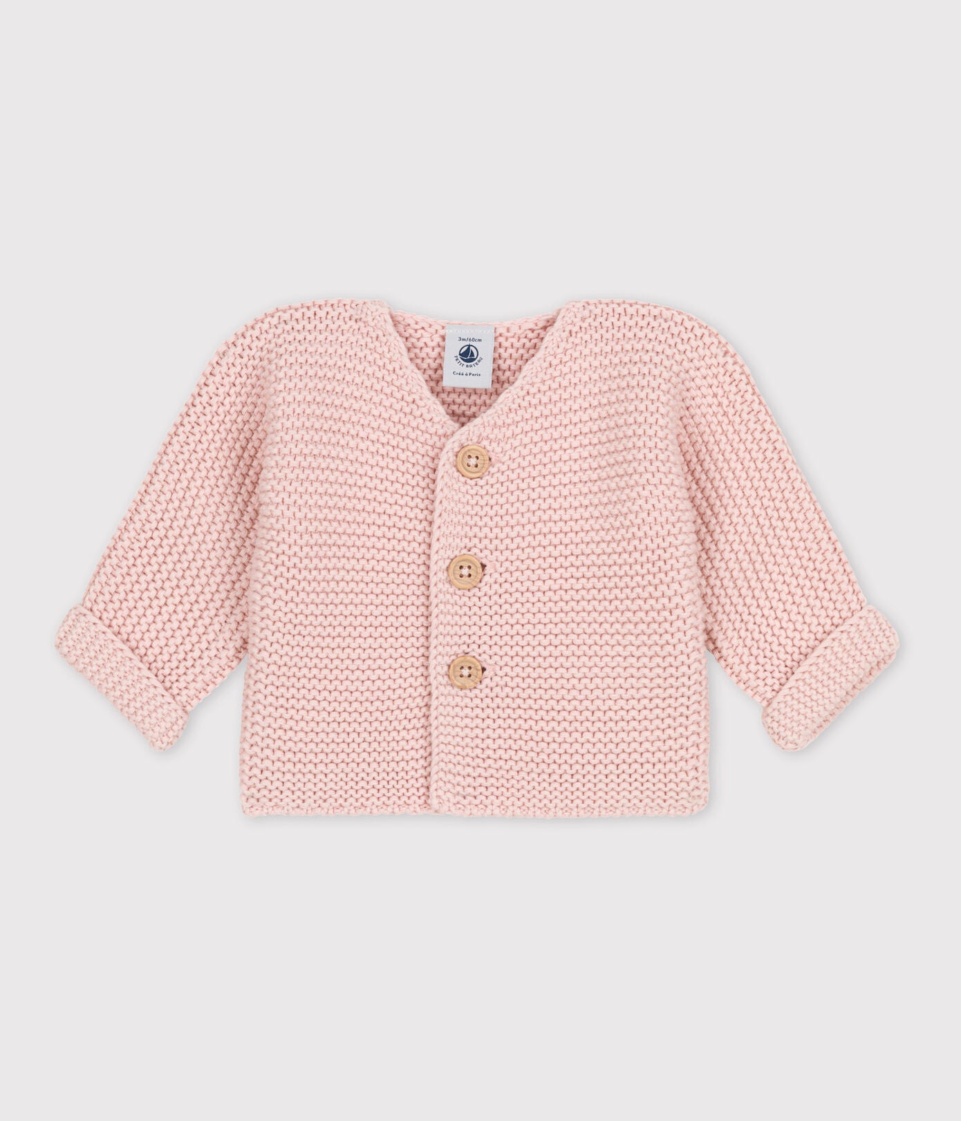 || Petit Bateau || Basis gebreid vest met knopen - Roze