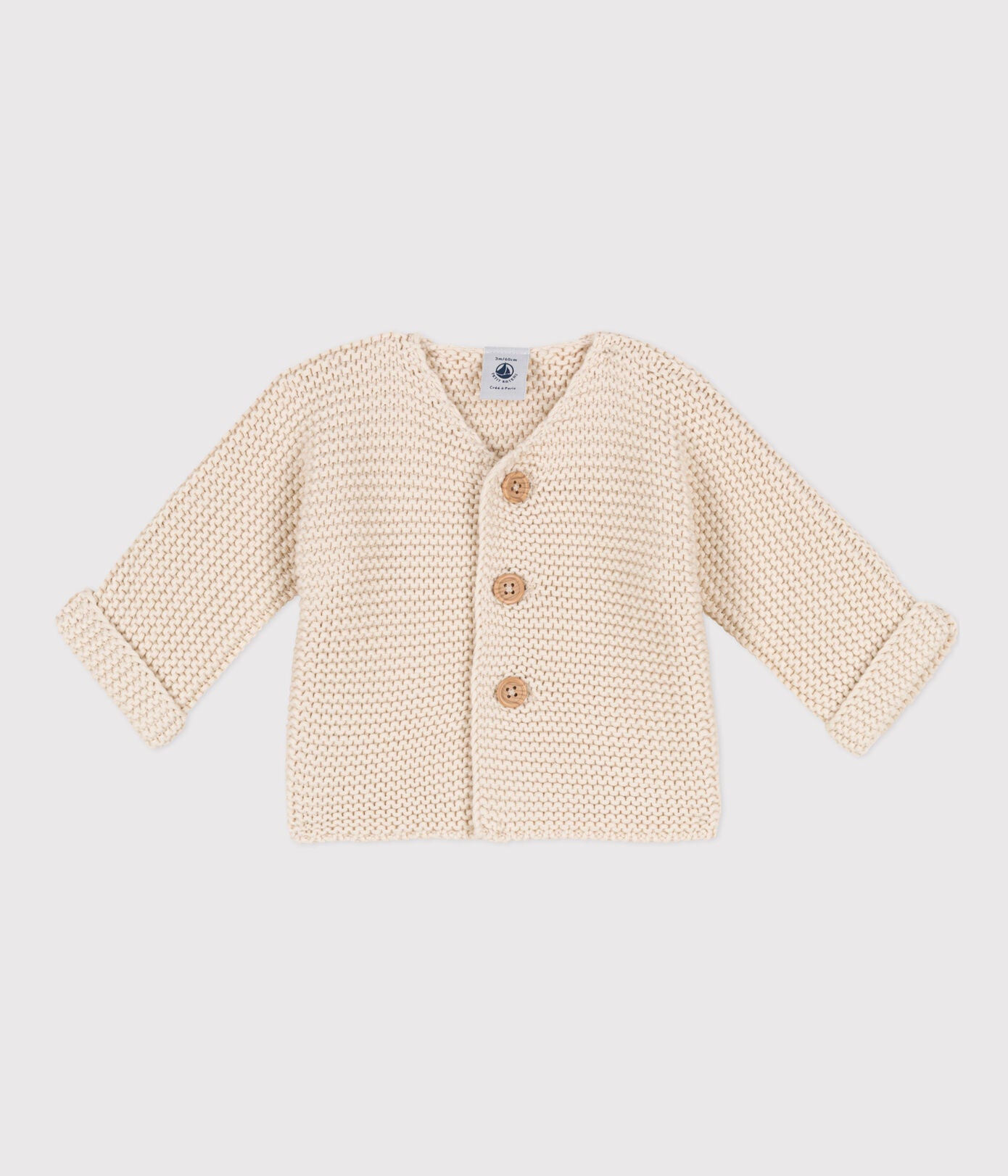 || Petit Bateau || Basis gebreid vest met knopen - Beige