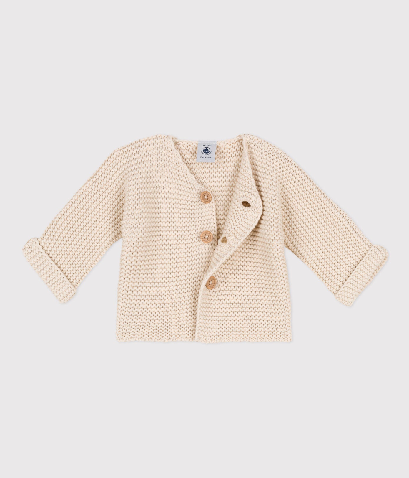 || Petit Bateau || Basis gebreid vest met knopen - Beige