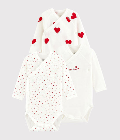 || Petit Bateau || Basis set overslagromper lange mouwen - Hartjes