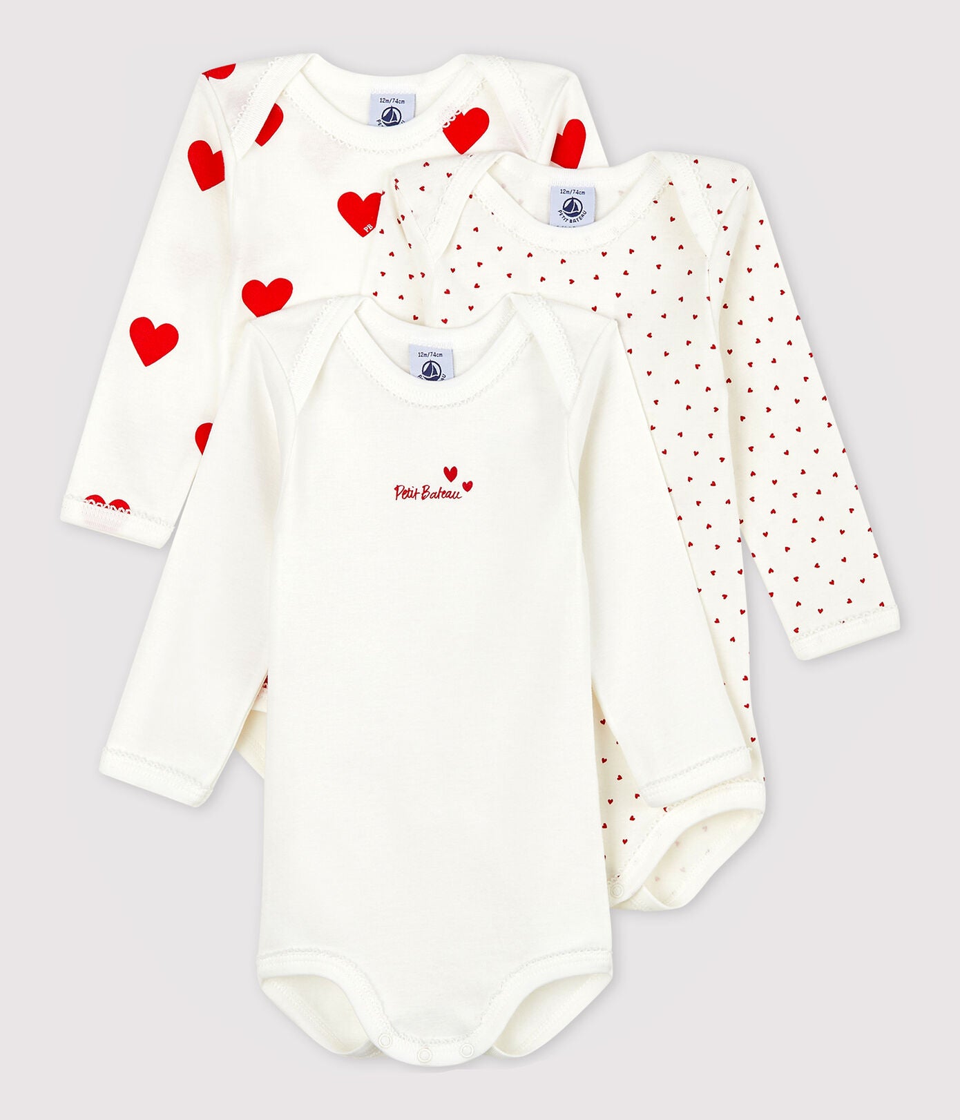 || Petit Bateau || Basis set romper lange mouwen - Hartjes