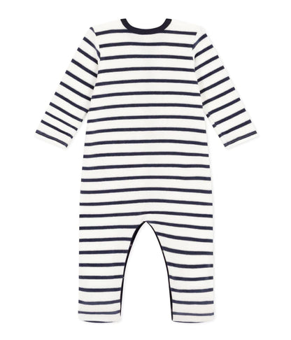 || Petit Bateau || Basis fluwelen boxpak met voetjes - Strepen