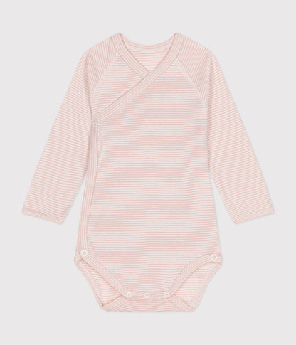 || Petit Bateau || Overslagromper gestreept lange mouwen - Roze