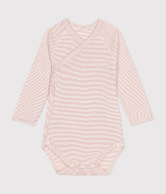 || Petit Bateau || Overslagromper gestreept lange mouwen - Roze