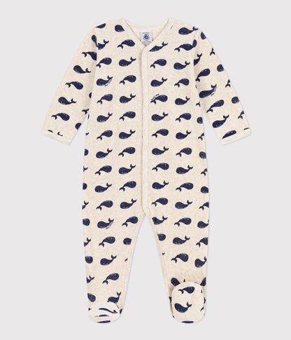 || Petit Bateau || Basis fluwelen boxpak met voetjes - Walvis