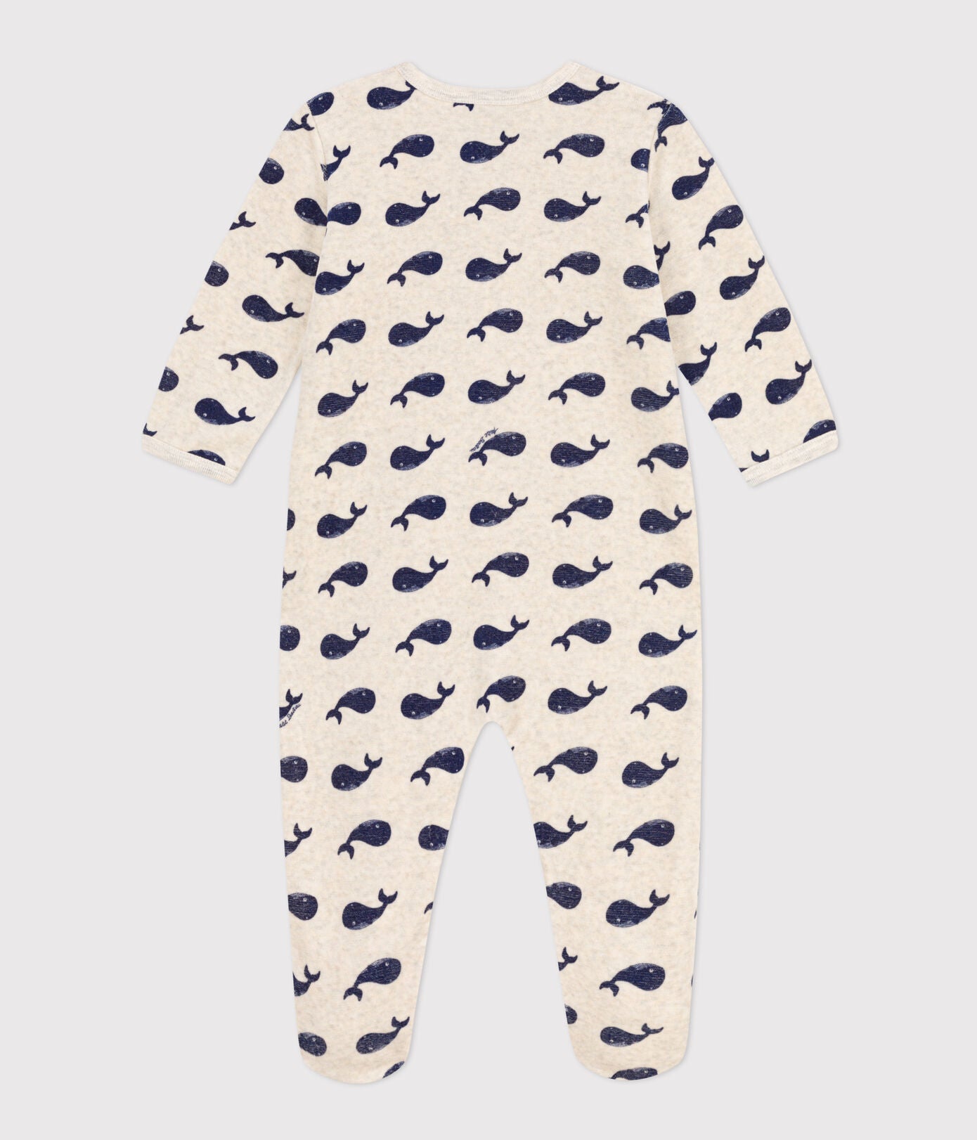 || Petit Bateau || Basis fluwelen boxpak met voetjes - Walvis