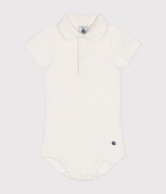 || Petit Bateau || Basis polo romper met korte mouwen - Wit