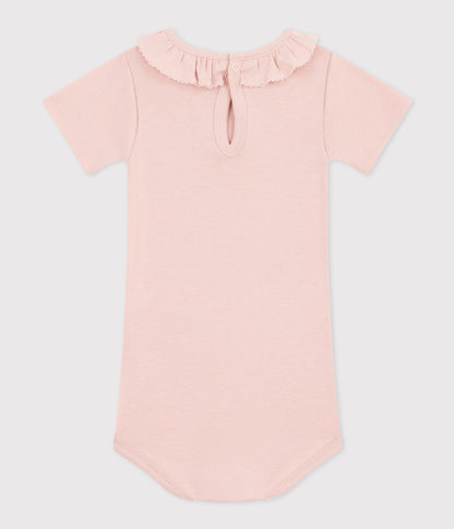 || Petit Bateau || Basis romper met korte mouwen en kraagje - Roze