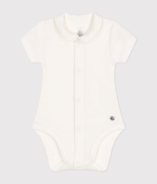 || Petit Bateau || Basis babyromper voorsluiting met korte mouwen & Peter Pan-kraag