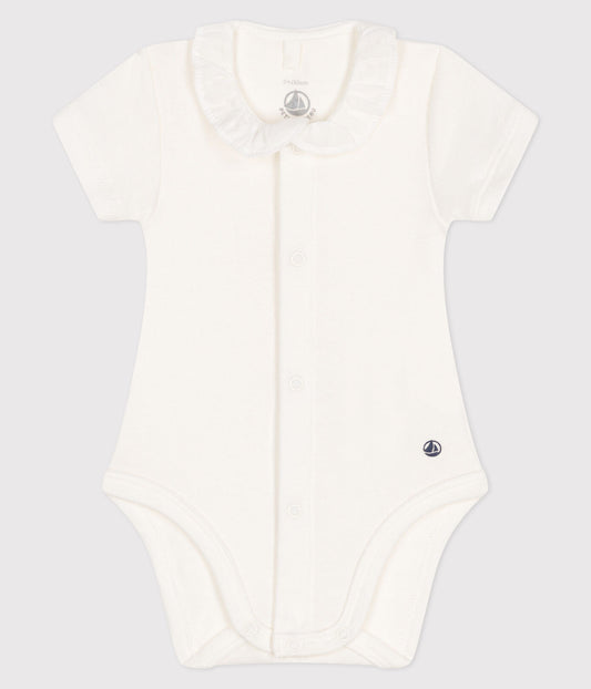 || Petit Bateau || Basis babyromper voorsluiting met korte mouwen & kraagje