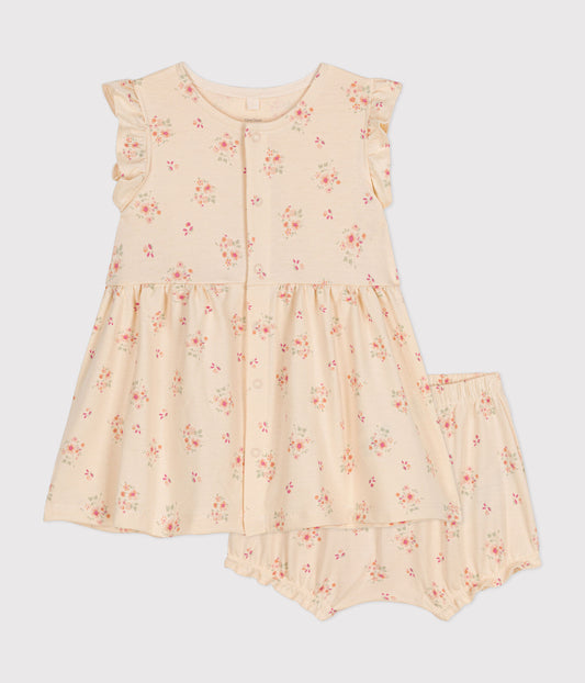 || Petit Bateau || Jurkje met bloomer en bloemetjes print