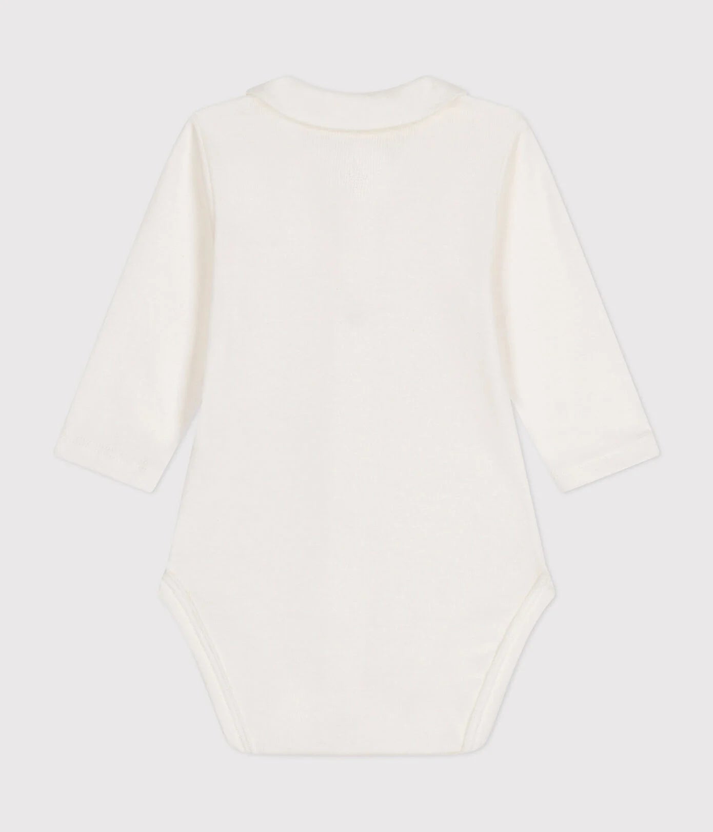 || Petit Bateau || Basis jongens babyromper voorsluiting met lange mouwen & kraag - Wit