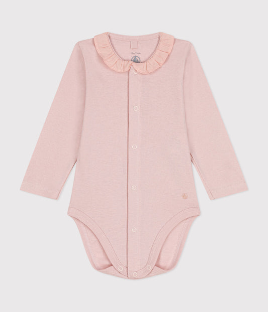 || Petit Bateau || Basis meisjes babyromper voorsluiting met kraagje - Roze