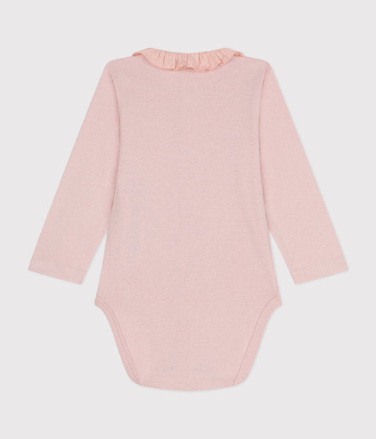 || Petit Bateau || Basis meisjes babyromper voorsluiting met kraagje - Roze