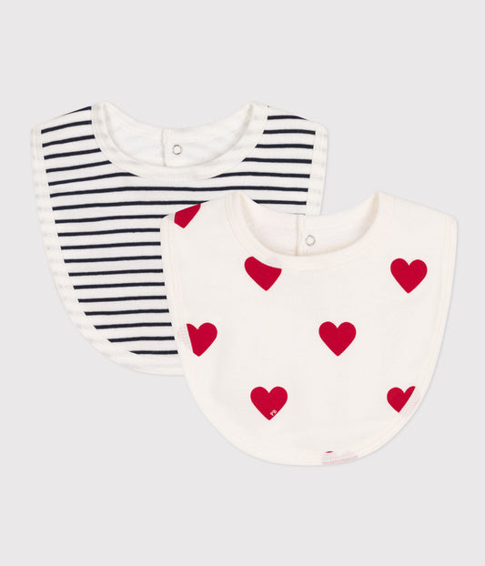 || Petit Bateau || Basis set van 2 katoenen slabbetjes - Hart & Streep