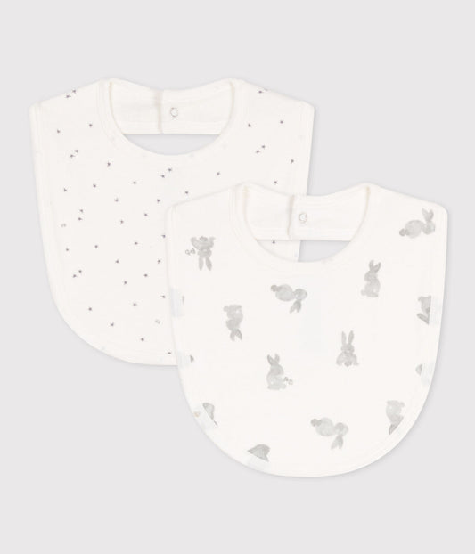 || Petit Bateau || Basis set van 2 katoenen slabbetjes - Konijnen