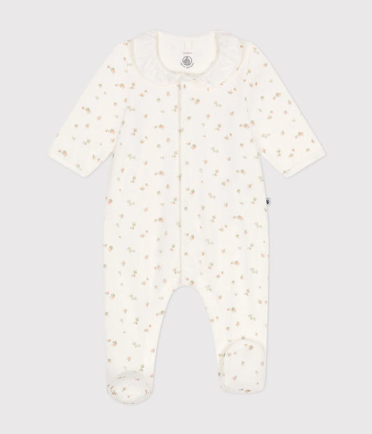 || Petit Bateau || Gebloemd fluwelen boxpak met voetjes