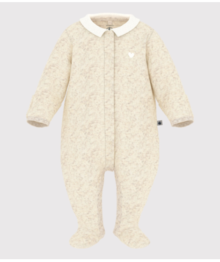 || Petit Bateau || Basis fluwelen boxpak met voetjes - Beige