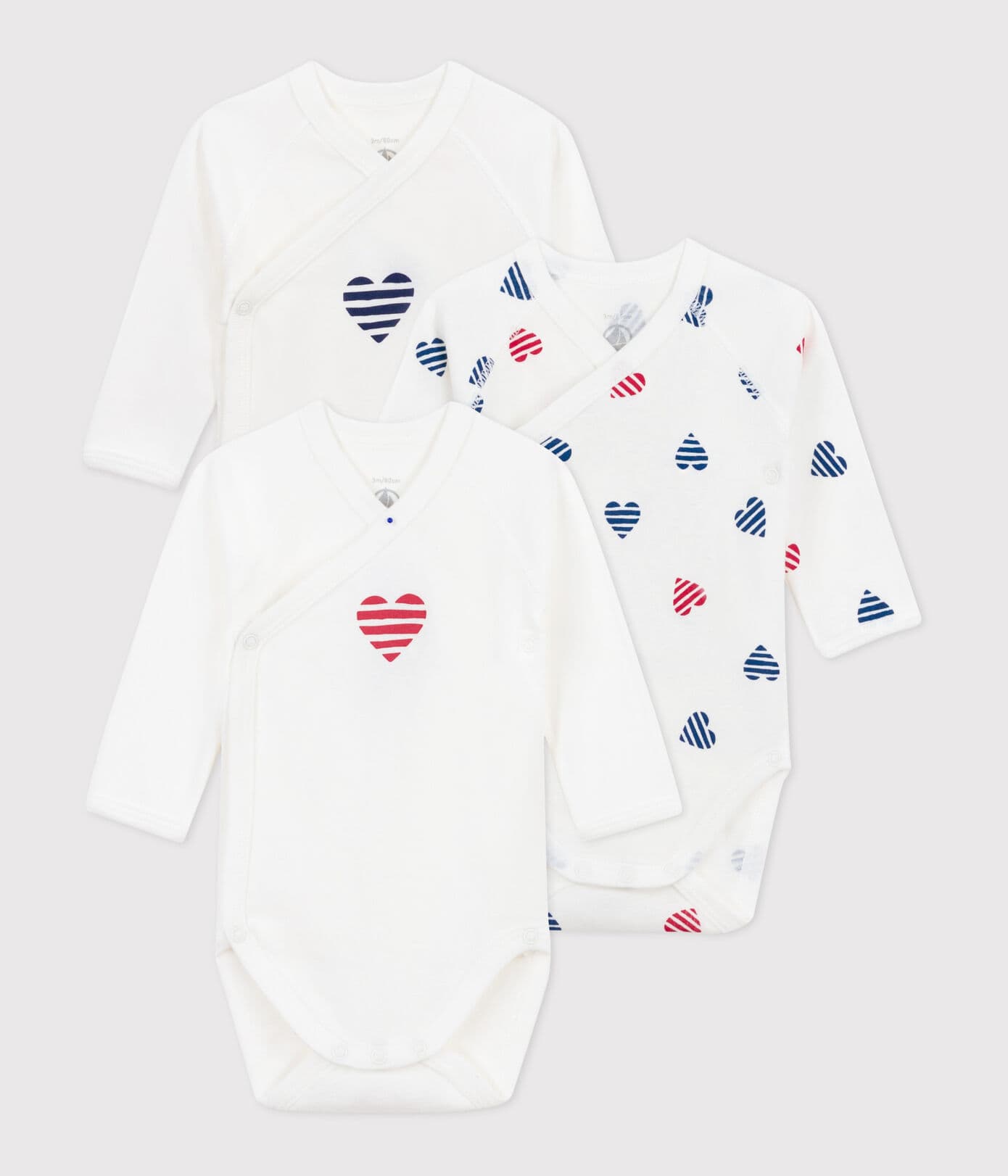 || Petit Bateau || Basis set overslagromper lange mouwen - Hart