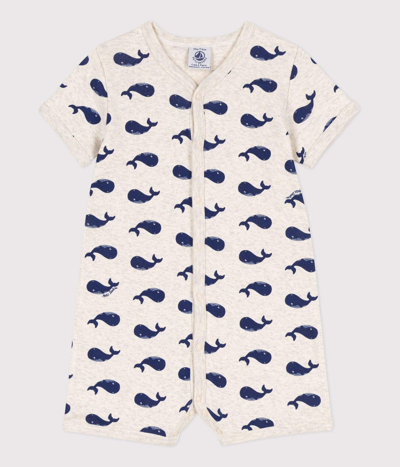 || Petit Bateau || Basis playsuit met walvissen