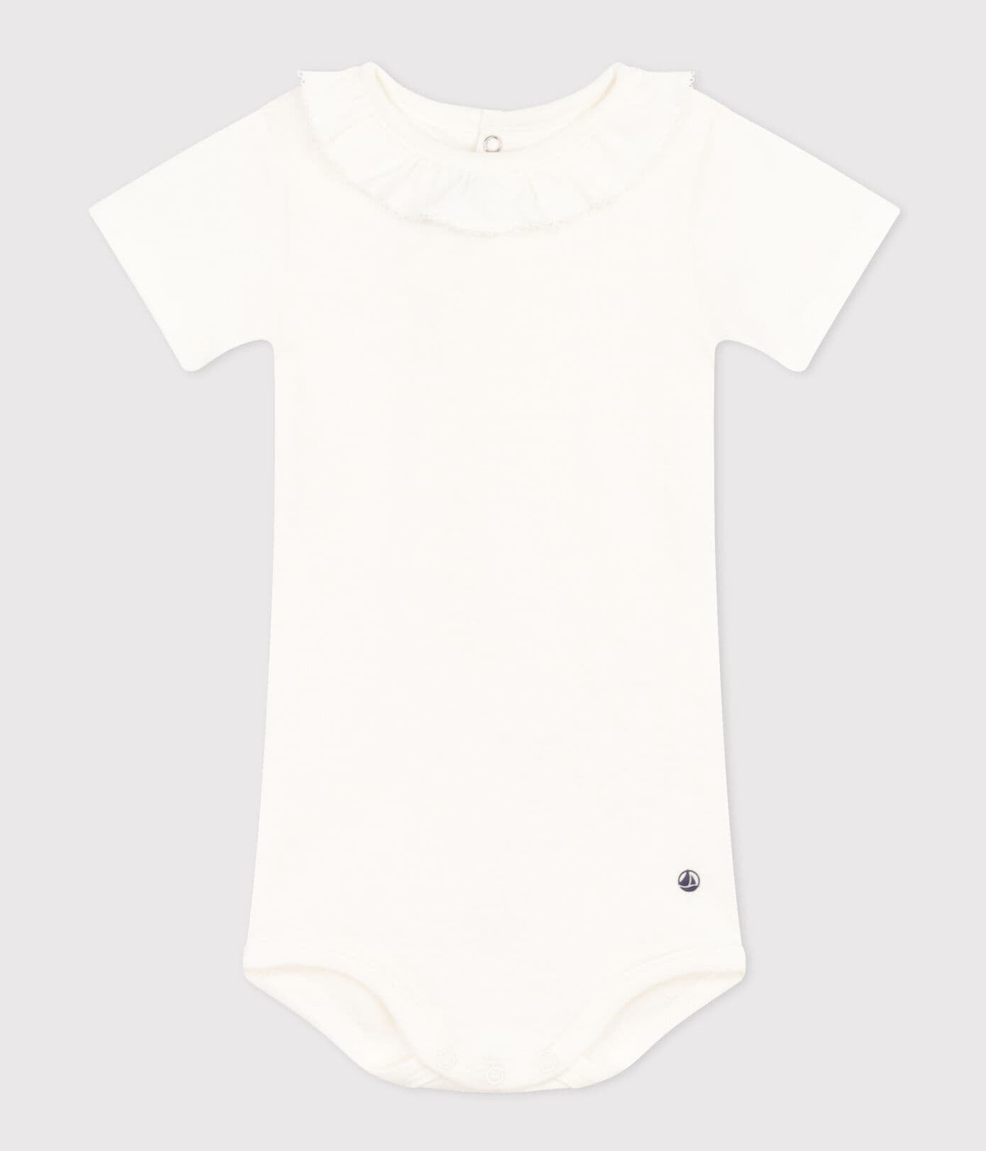 || Petit Bateau || Basis romper met korte mouwen en kraagje - Wit