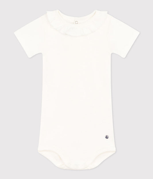 || Petit Bateau || Basis romper met korte mouwen en kraagje - Wit