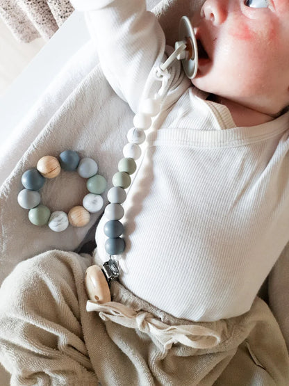 || Chewies&more || Bijt- & speenkoord Beads - Ombre Sage